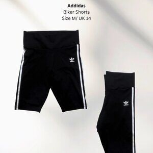 Adidas Black Biker Shorts Size M/UK 14 - Three Stripe Athletic Shorts